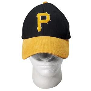 Vtg Pittsburgh Pirates American Needle Corduroy Brim Leather Strapback Hat Cap